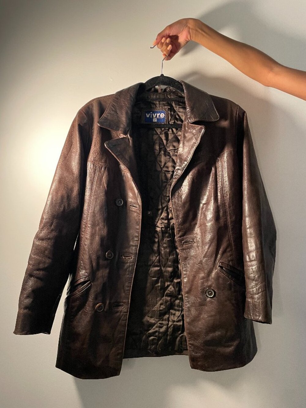 Vintage Brown Oversized Leather Jacket (Medium; US 8/10)